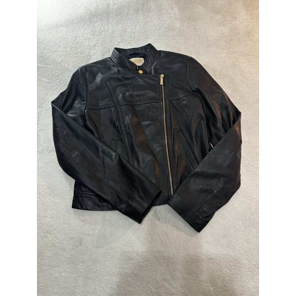 Michael Kors 100% Lamb Leather Jacket Black Medium Biker Soft